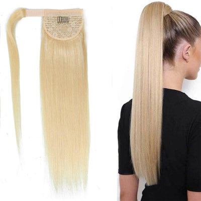 #613 Straight Wrap Around Ponytail Human Hair Extensions Color Hairpiece