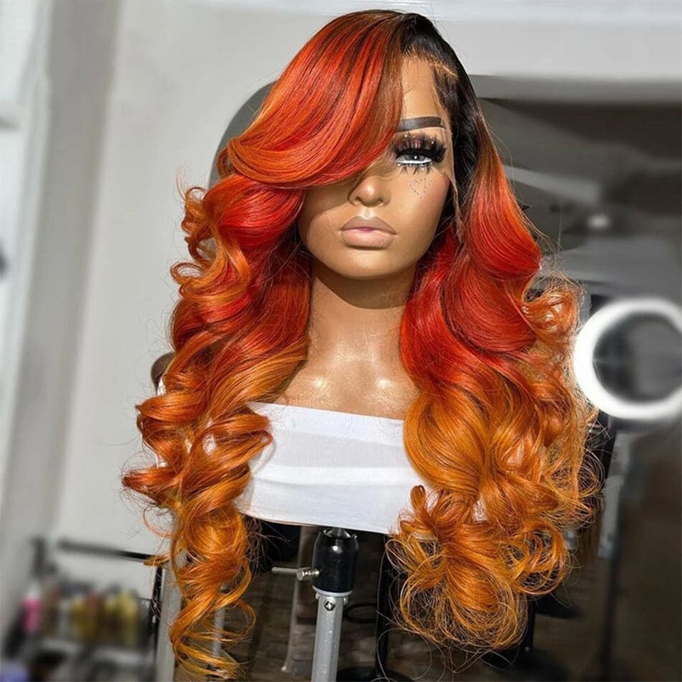 Red Orange Brown Body Wave 4x4/13x4 HD Lace Frontal Wig For Women