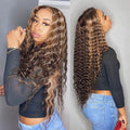 Luniere Hair Highlight Color P4/30 Deep Wave lace front Wig With Baby Hair
