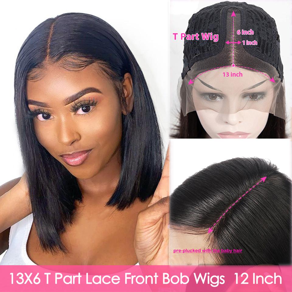 Straight Bob T Part Lace Brazilian Wigs For Black Women