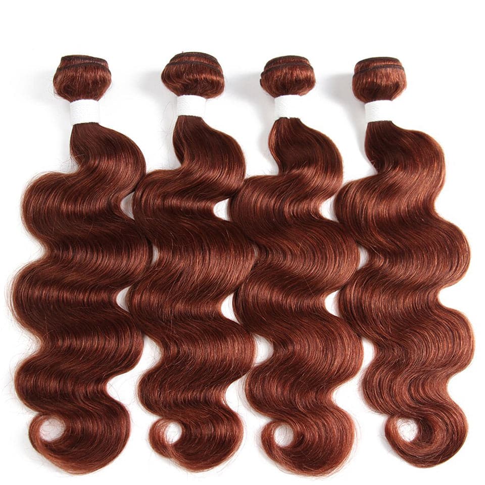 couleur lumiere # 33 vague de corps 4 faisceaux avec fermeture à lacet 4x4 cheveux humains pré-colorés 