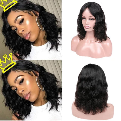 Natural Body Wave Short Bob Full Machine Made None Lace Wig For Black Women