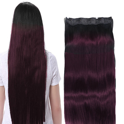 1B/99J Color 5 Clips In Straight Human Hair One Piece Extension