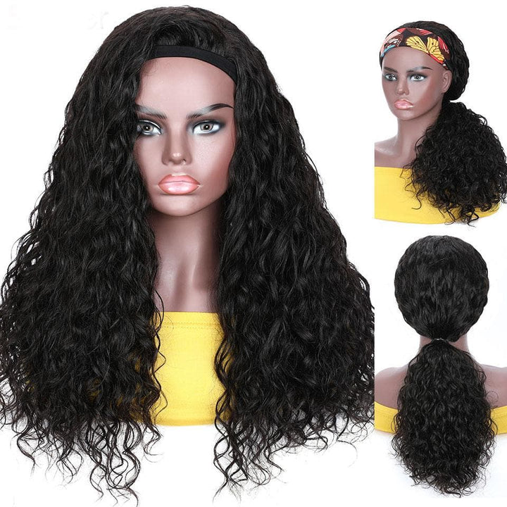 Peruca de cabelo humano Lumiere Water Wave Headband para mulheres negras 