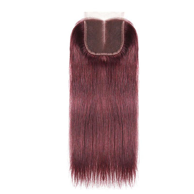 color 99j Straight Hair 3 Bundles With Closure 4x4 Colored 100% virgin human hair