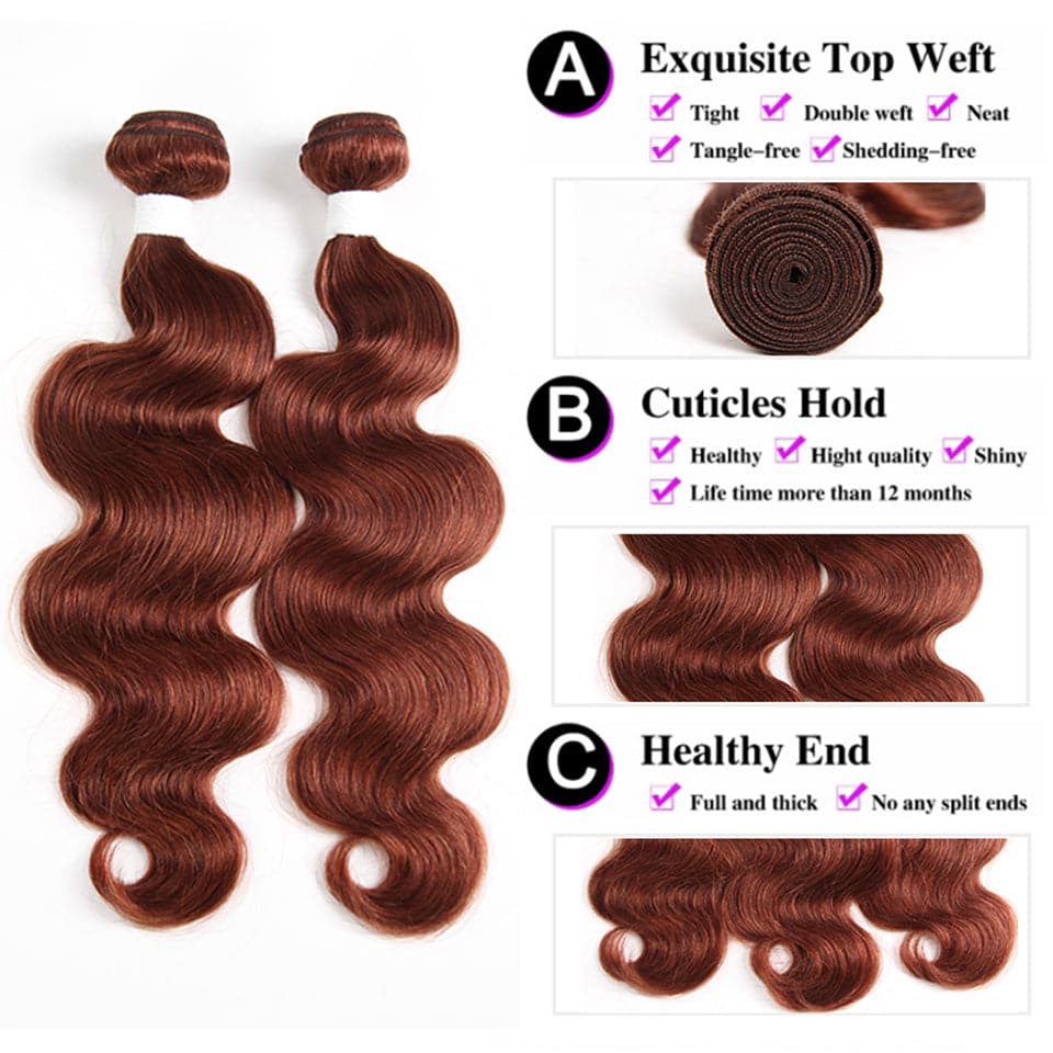 lumiere Color #33 body wave 4 Bundles 100% Virgin Human Hair Extension
