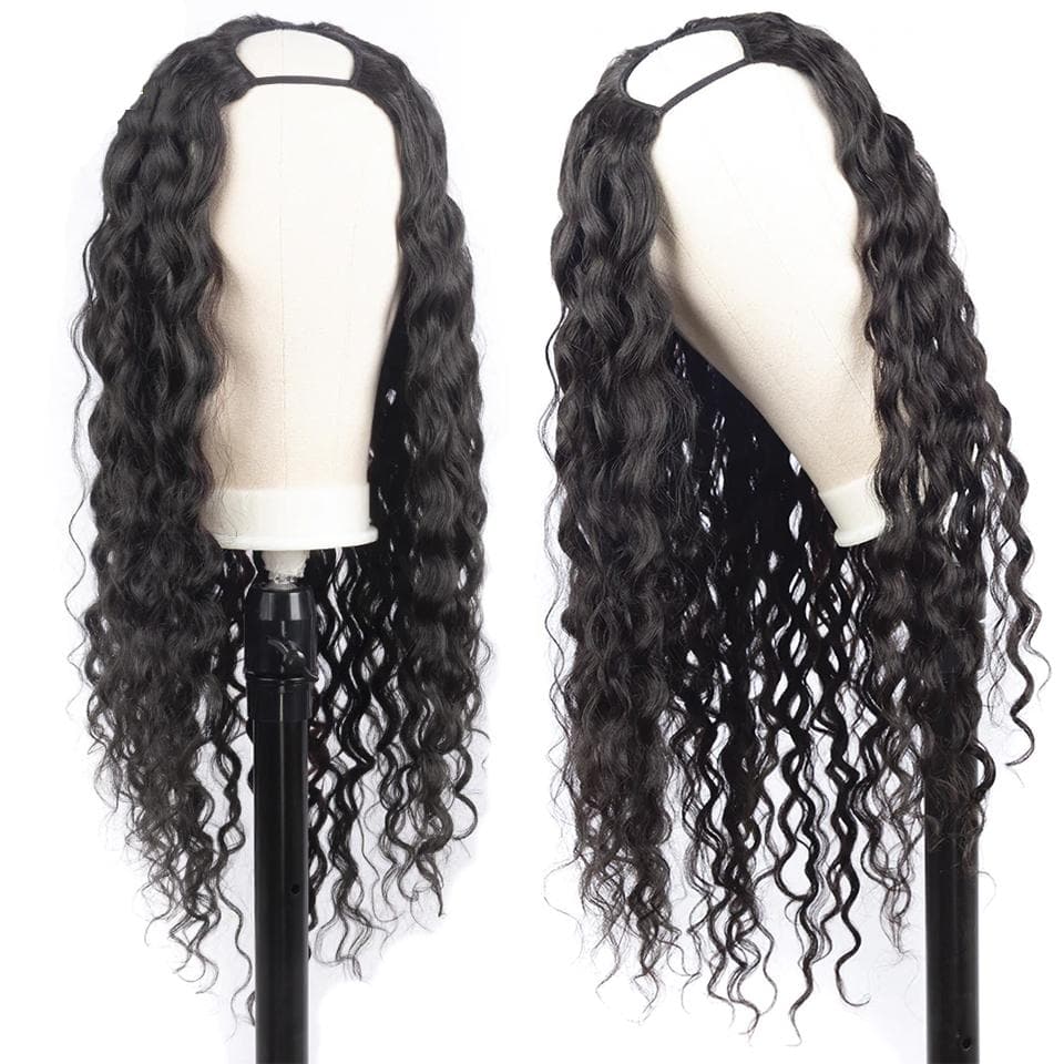 Water Wave U Part Glueless Brazilian Human Hair Wig