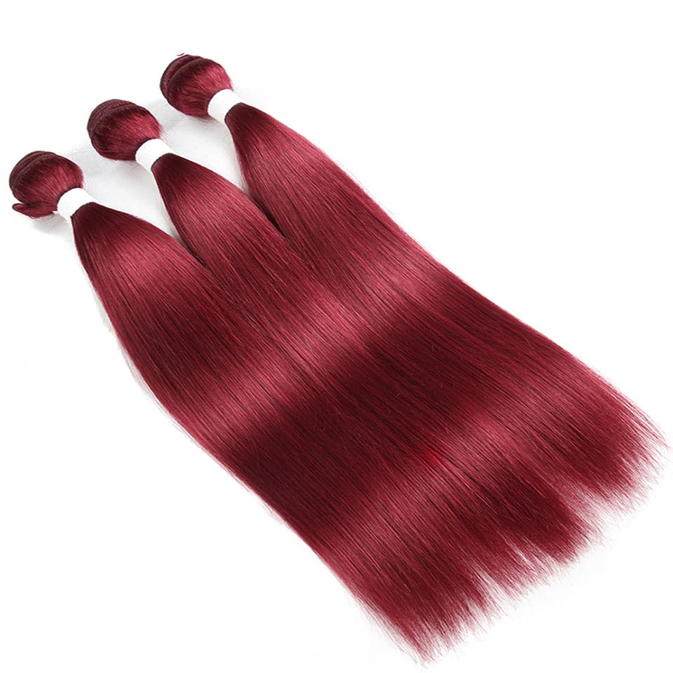 lumiere Burg Straight Hair Weave 3 Bundles 100% Virgin Human Hair Extension
