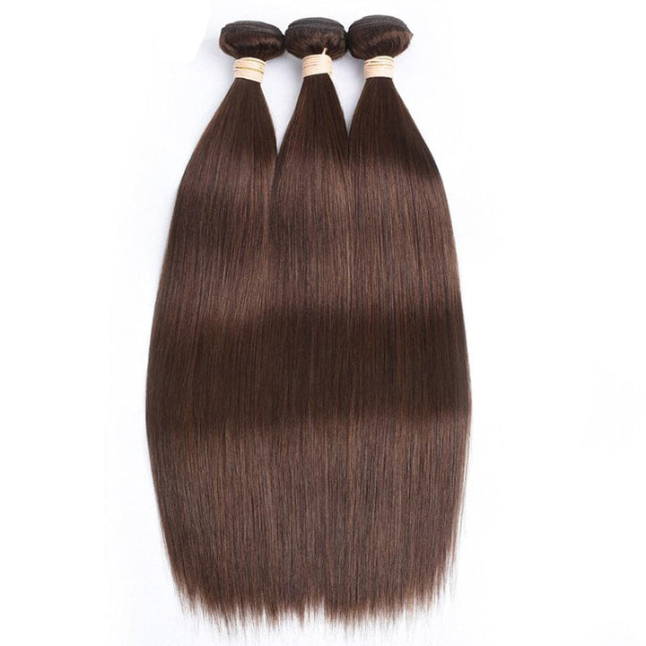 lumiere Color #4 Brown Straight Hair 3 Bundles 100% Virgin Human Hair Extension - Lumiere hair