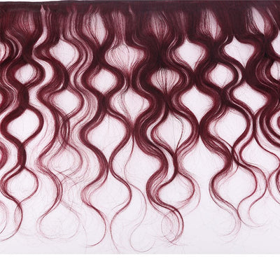 Red Bundles 99J Body Wave 4 Bundles With 4x4 Lace Closure Pre Colored human hair