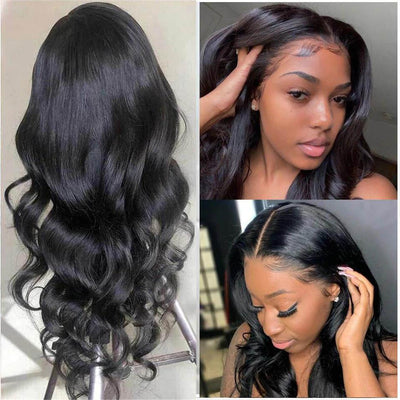 Lumiere Body wave 4x4x1 T Part Lace Closure Wig Human Hair Wigs With Baby Hair