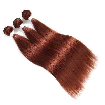 color #33 Straight Hair 3 Bundles With Closure 4x4 pre-Colored 100% virgin human hair
