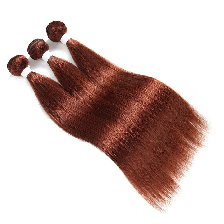 lumiere couleur # 33 cheveux raides 4 faisceaux avec fermeture à lacet 4x4 cheveux humains pré colorés 