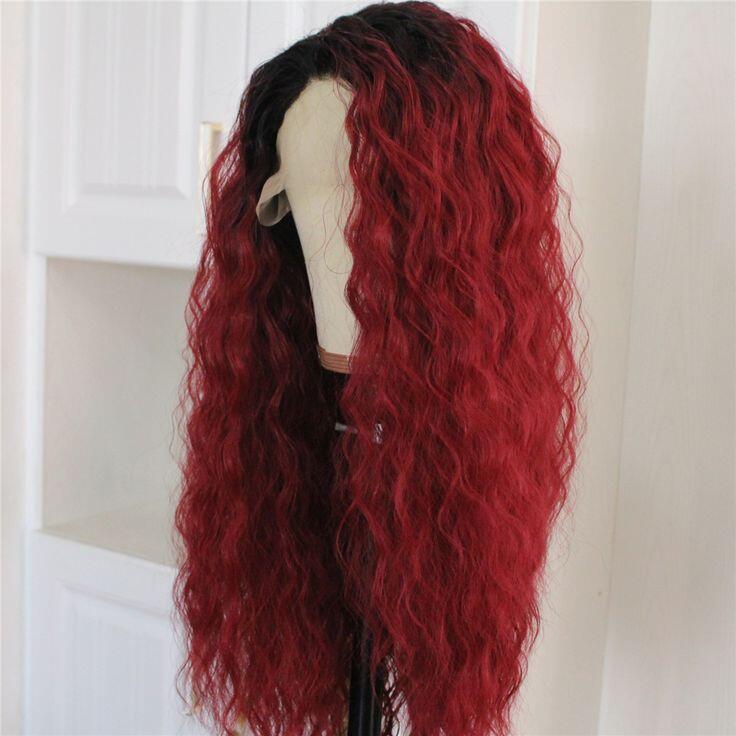 13x4 dentelle frontale sans colle perruque vague profonde cheveux humains Ombre 1B/burg vin rouge coloré 180% densité pour les femmes perruque 