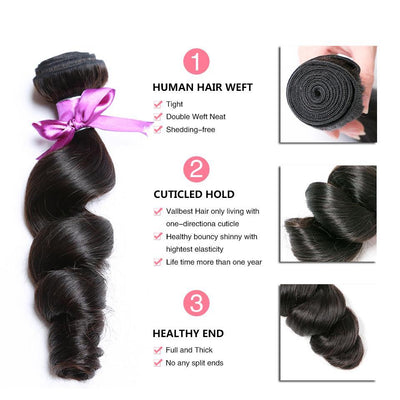 lumiere Hair 3Bundles Loose Wave Malaysian Virgin Human Hair Extension - lumiere Hair