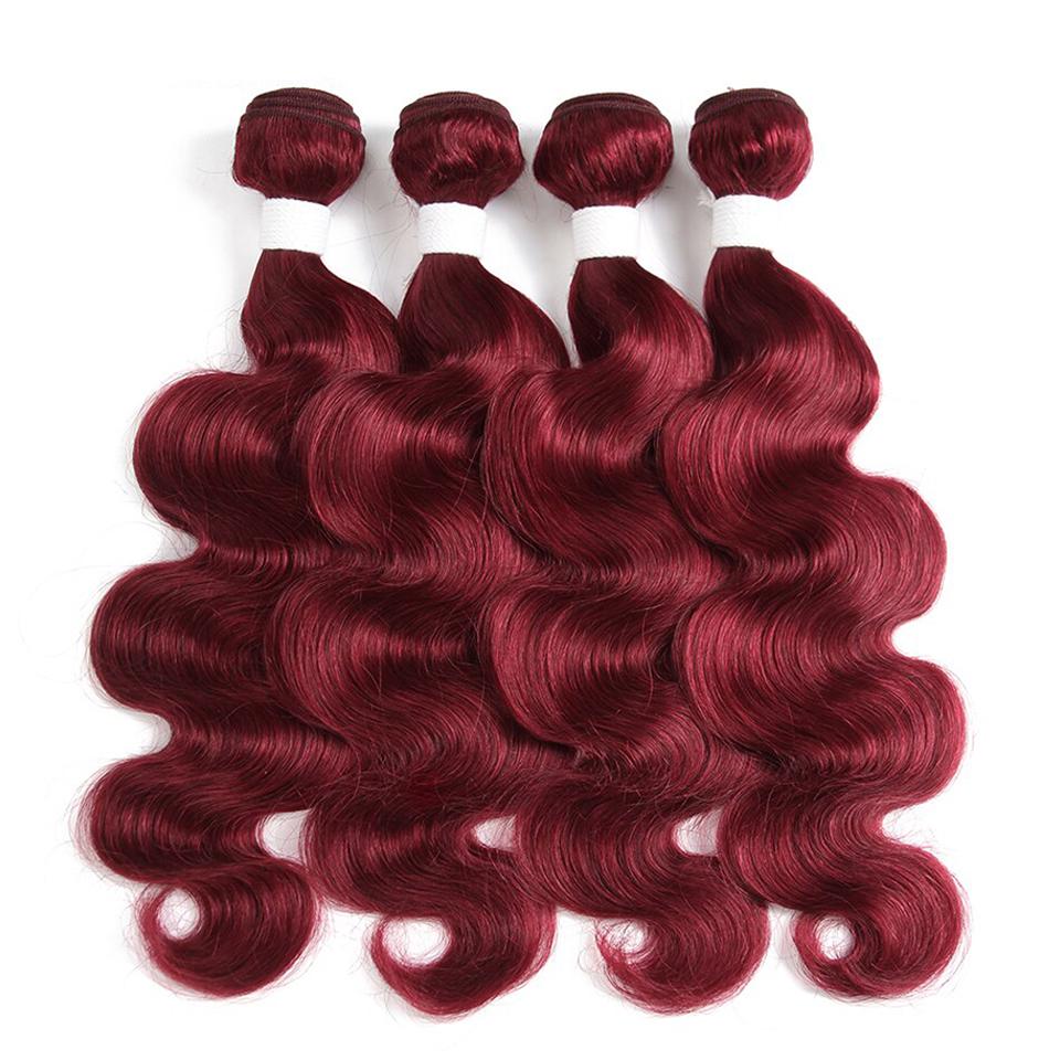 Burg Body Wave 4 Bundles With 13x4 Lace Frontal Pre Colored Ear To Ear