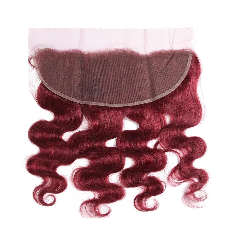 Red Bundles Burg Body Wave hair 3 Bundles With 13x4 Lace Frontal Pre Colored Ear To Ear