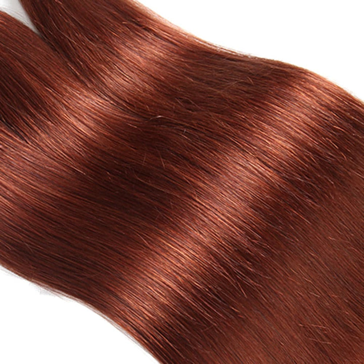 lumiere couleur # 33 cheveux raides 3 faisceaux avec 13x4 dentelle frontale pré-colorée oreille à oreille 