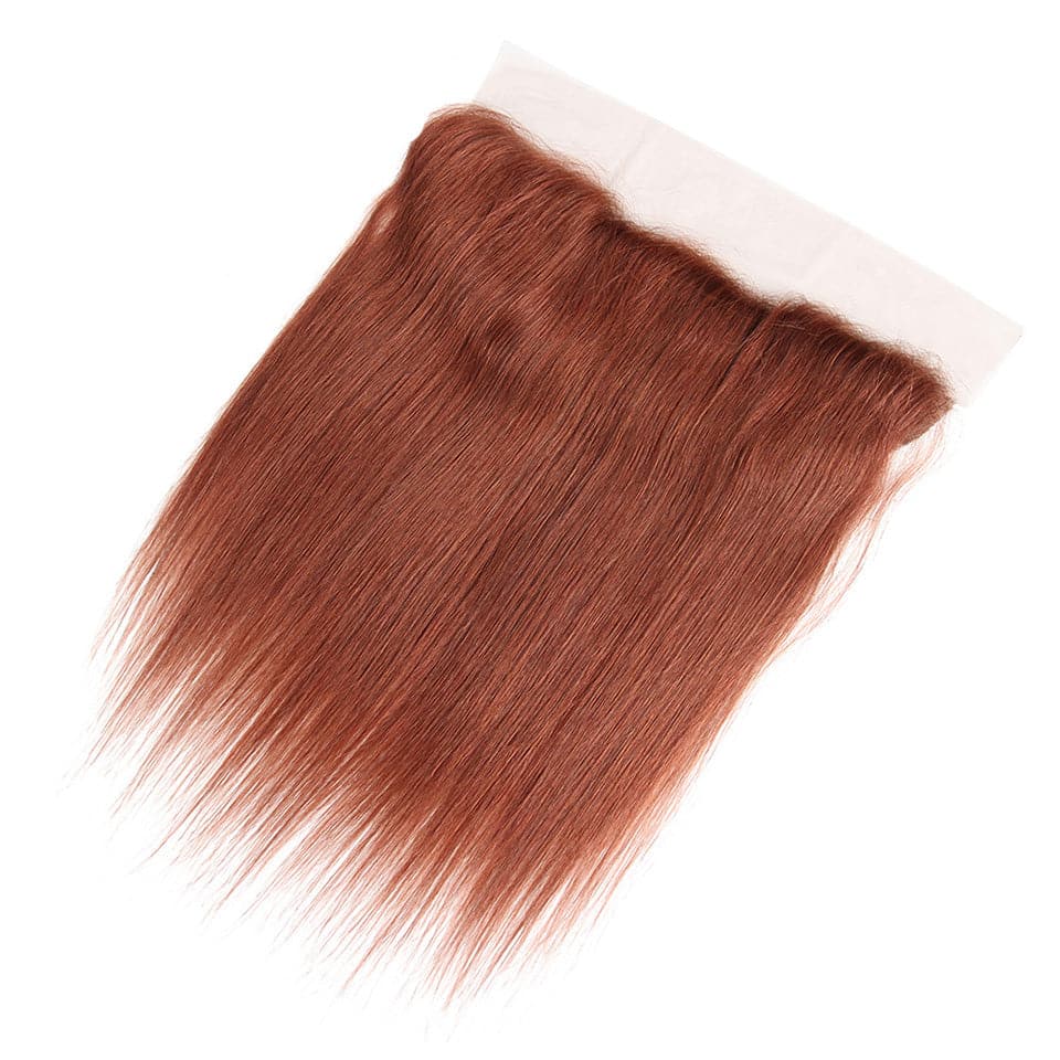 lumiere couleur # 33 cheveux raides 3 faisceaux avec 13x4 dentelle frontale pré-colorée oreille à oreille 