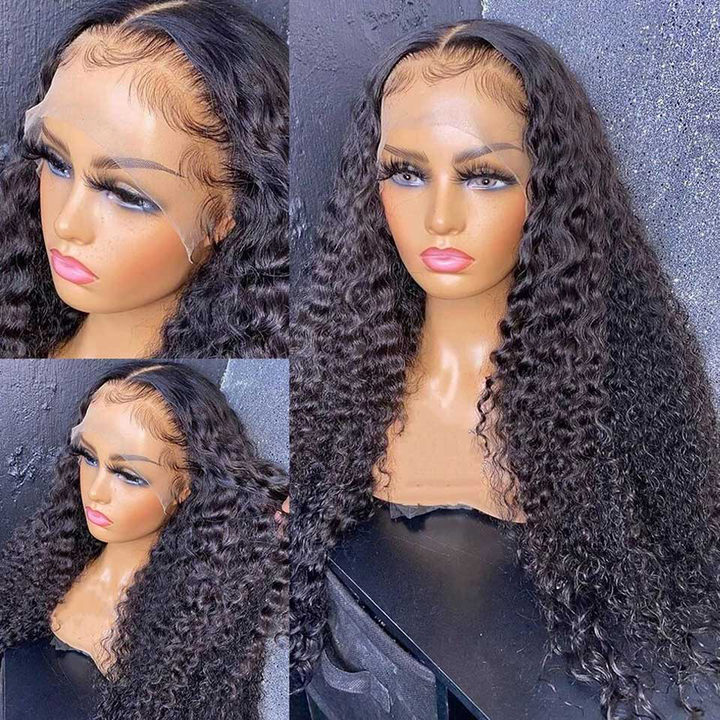 Pretty Kinky Curly 13x4/360 Lace Frontal Wigs virgin Hair Pre-Plucked Hairline 150% 180% Density