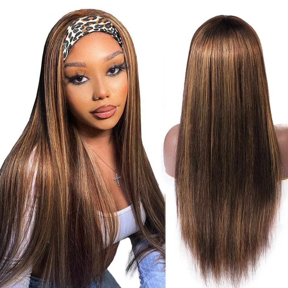 Highlight #4/27 & #4/30 Straight Headband Wig No Lace Human Hair