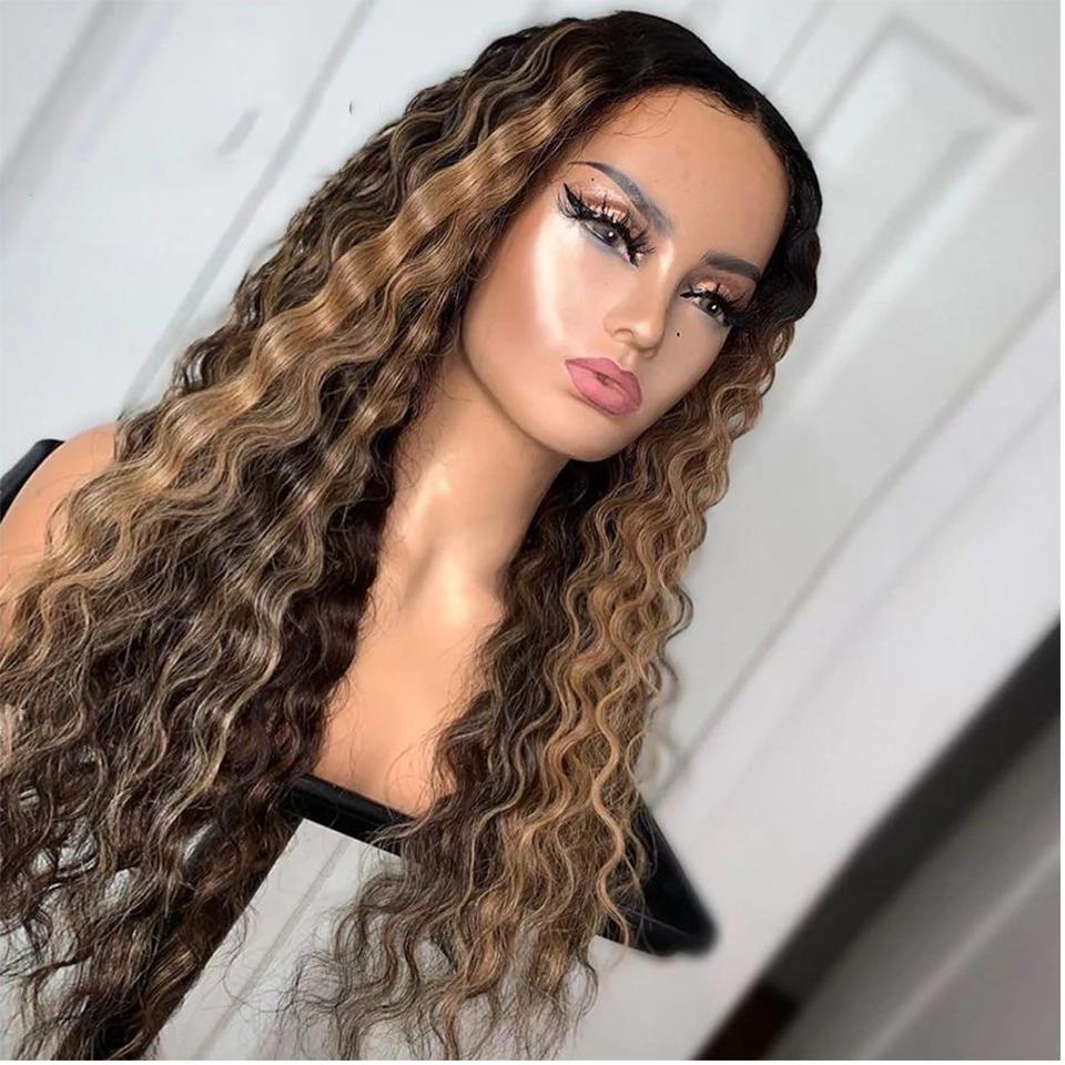 Luniere Hair Highlight Color P4/30 Deep Wave lace front Wig With Baby Hair