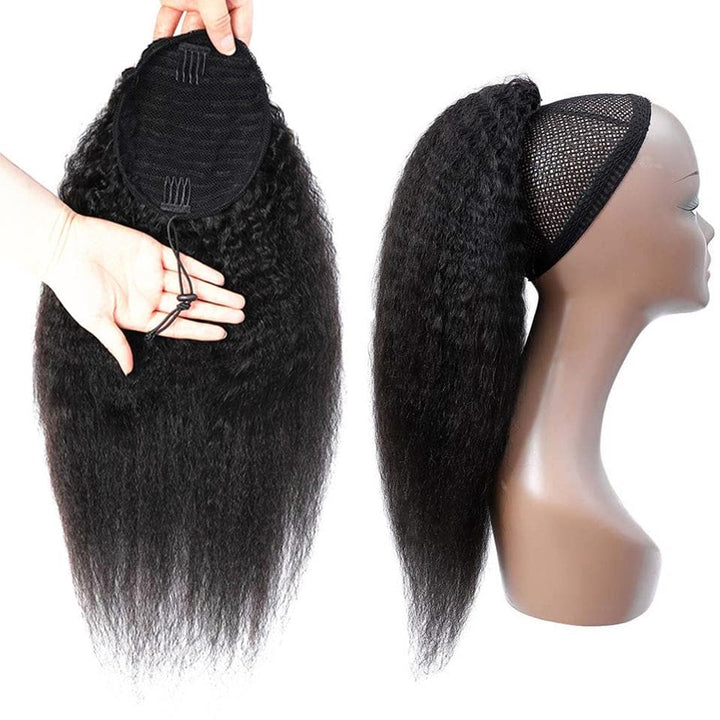 Kinky Straight Drawstring Ponytail Extensions Cheveux 8-26 pouces de long 