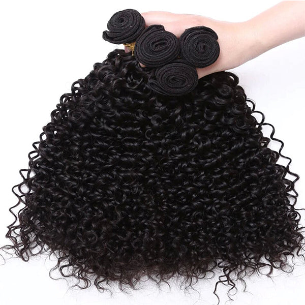 lumiere Hair Indian Afro Curly 4 Bundles Virgin Human Hair Extension