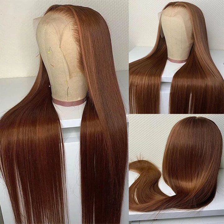 Color #4 Brown Straight 4x4/13x4 HD Lace Front Wig Human Hair For Black Women