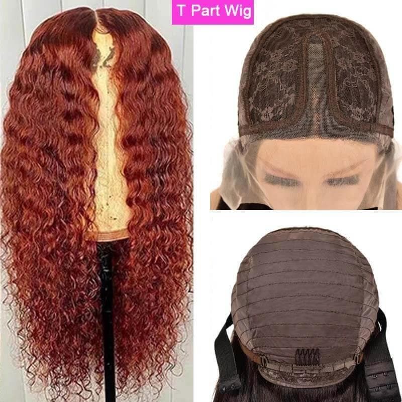 #350 Ginger Kinky Curly 5x5 13x4 Lace Front Human Hair Wigs For Black Women