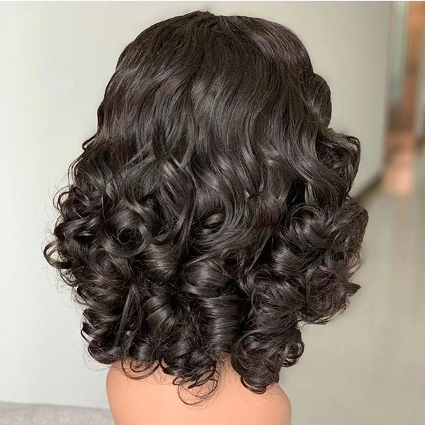 Bouncy Curly Bob 13x4 / 4X4 Lace Front Human Hair For Black Women