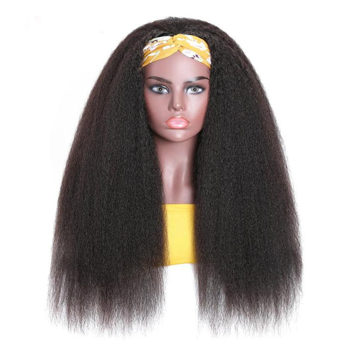 Kinky Straight Bandeau Perruque de Cheveux Humains Glueless Machine Made Non-Lace Wigs 