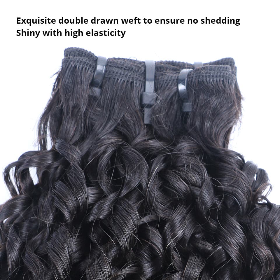 Lumière cheveux Pixie bouclés faisceaux de cheveux humains avec 13x4 HD dentelle frontale 4 + 1 pièces/paquet brésilien vierge Extension de cheveux 