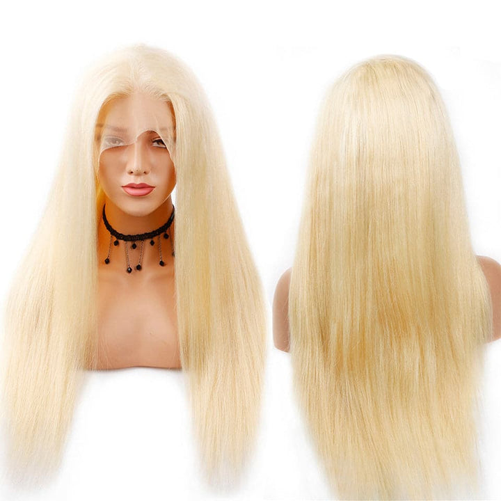 613 Straight 13x4 Lace Front Wigs Pre Plumed Glueless Blonde Brésilienne Dentelle Transparente 