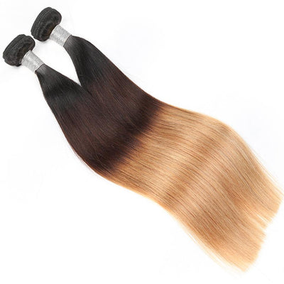 lumiere Hair 2 Bundles Ombre 1b/4/27 Color Straight Virgin Human Hair Extension - Lumiere hair
