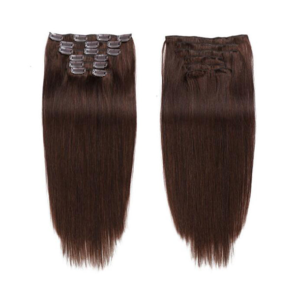 #2 Straight Hair Clip In Human Hair Extensions 7 Pieces/Set 120G