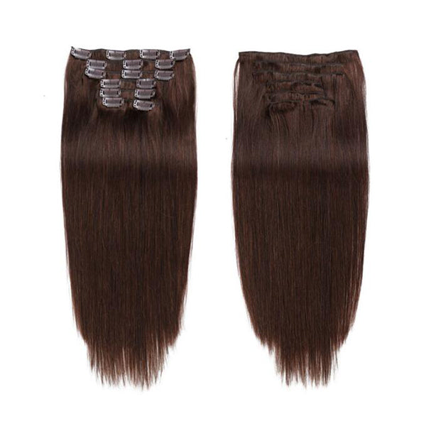 2 Straight Hair Clip In Human Hair Extensions 7 Pieces / 8  display picture 1
