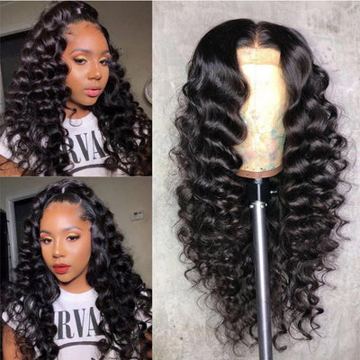 Loose Deep Wave Lace Frontal Wig Pre Plucked HD Transparnet 5x5 Lace Closure Human Hair Wigs for Black Women - Lumiere hair