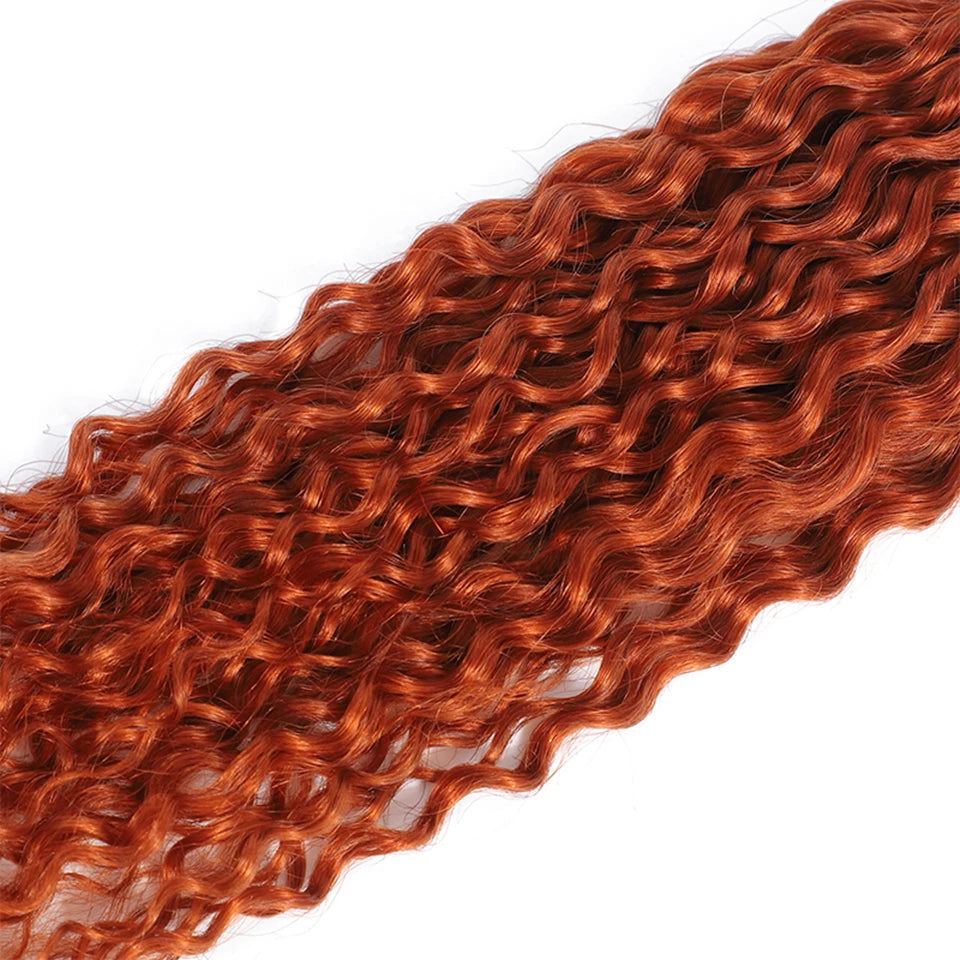 Cheveux humains brésiliens de fermeture de la vague 4x4 de l'eau colorée par orange de gingembre 100% dans des prolongements 