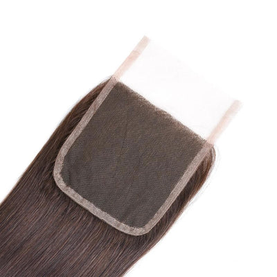 lumiere #4 Brown Straight Hair 4 Bundles With 4x4 Lace Closure Pre Colored human hair - Lumiere hair