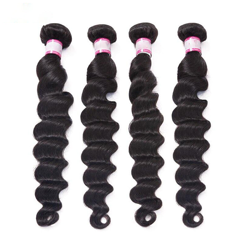 Loose Deep Brazilian Hair Weave 4 Bundles Deal 8-40 Inch Natural Color virgin Human Hair