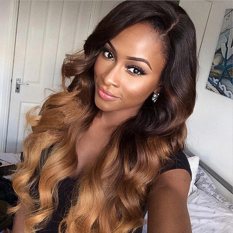 lumiere Brazilian Ombre Body Wave 4 Bundles with 4X4 Closure Human Hair Free Shipping