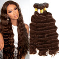 #4 Brown Loose Deep Weaves 3 Bundles Extensions 8-30 Inch 100% Human Hair(No Code Need)