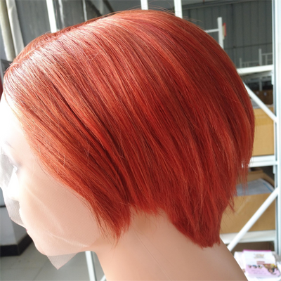 #33 gingembre 13x1 HD-Lace Front pré-plumé court Pixie Cut Bob chic Swoop Bang perruque Keshona 