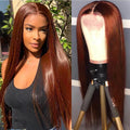 Lumiere #33 Colored Straight Lace Frontal /Closure Human Hair Wigs For Women