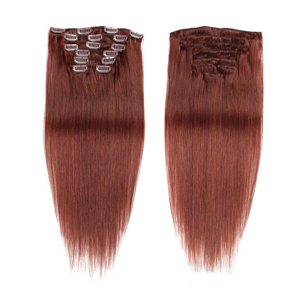 #33 Straight Hair Clip In Human Hair Extensions 7 Pieces/Set 120G