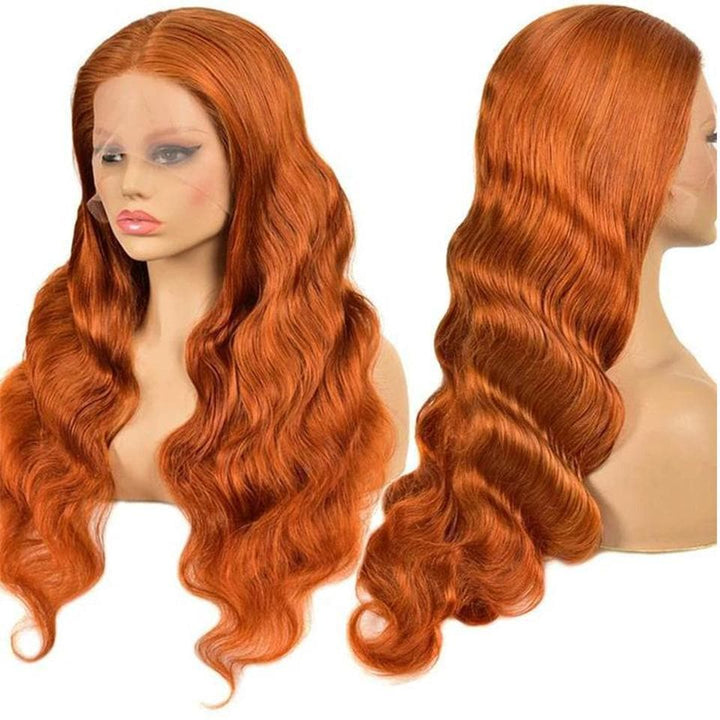 # 350 Ginger Body Wave 4x4 5x5 Lace Closure Perruques de cheveux humains avec des cheveux de bébé pré-plumés