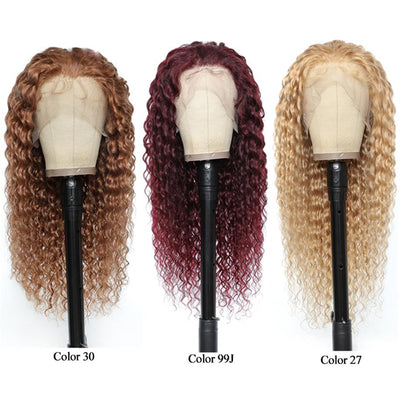 #30 Deep Wave Glueless 4x4/5x5/13x4 Lace Closure/Frontal 150%/180% Density Ready to Wear Wigs For Women Pre Plucked