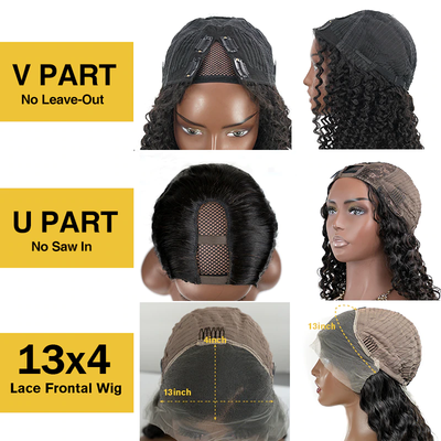 New V Part Body Wave Upgrade No Leave Out Brazilian Remy Glueless Human Hair Wigs For Women