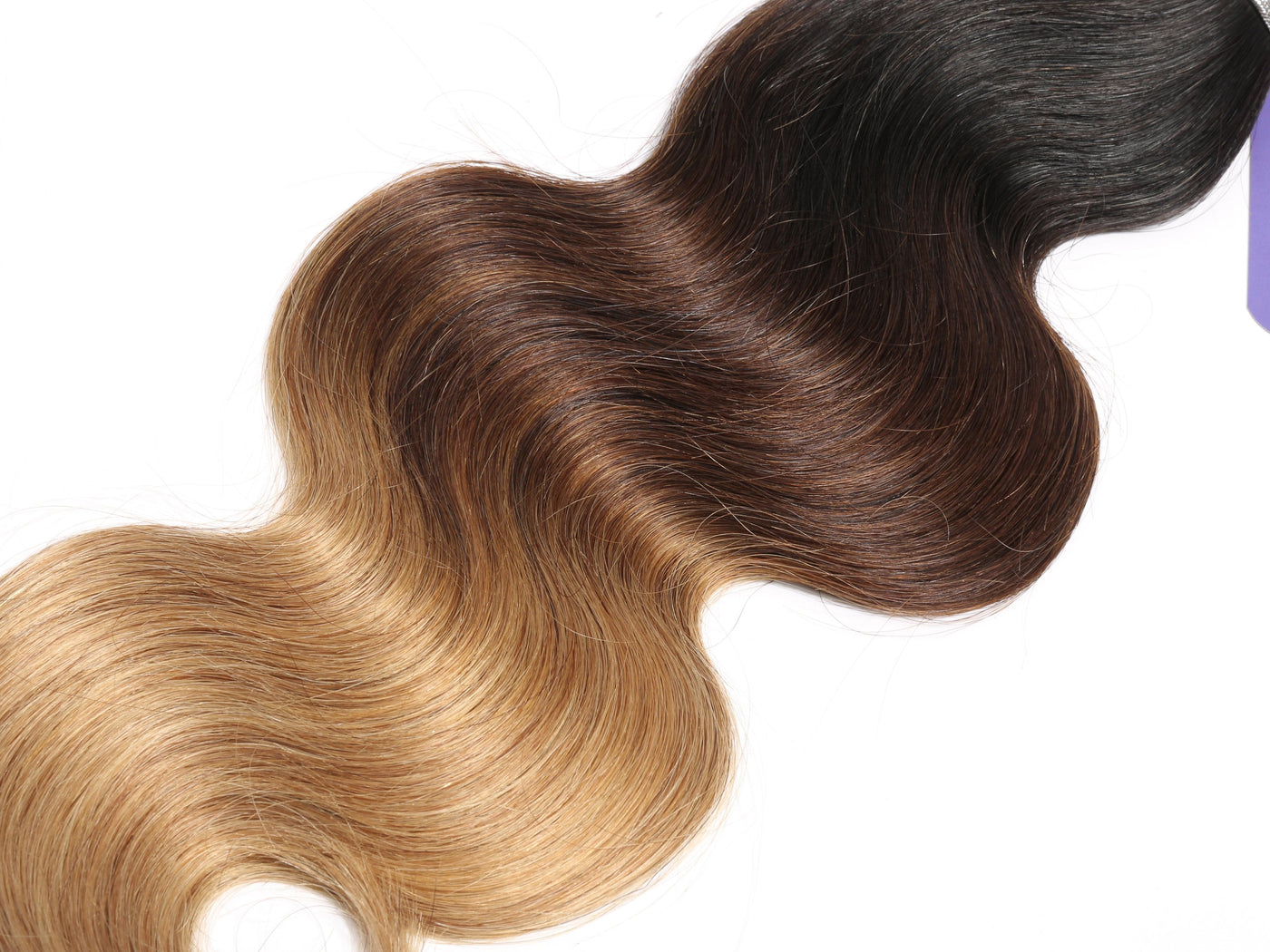 lumiere Hair 2 Bundles Ombre 1b/4/27 Color Body Wave Virgin Human Hair Extension - Lumiere hair